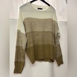 SHEIN Olive and Cream Striped Sweater